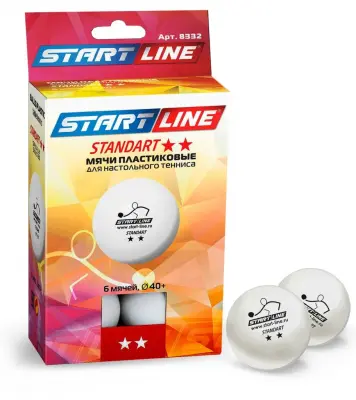картинка Мяч для настольного тенниса Start Line Standart 2 New, 2 звезды, набор 6 штук 