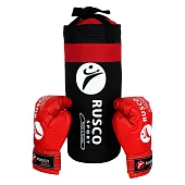 Набор бокс Rusco Sport для начинающих черно-красный 4 OZ от магазина Супер Спорт